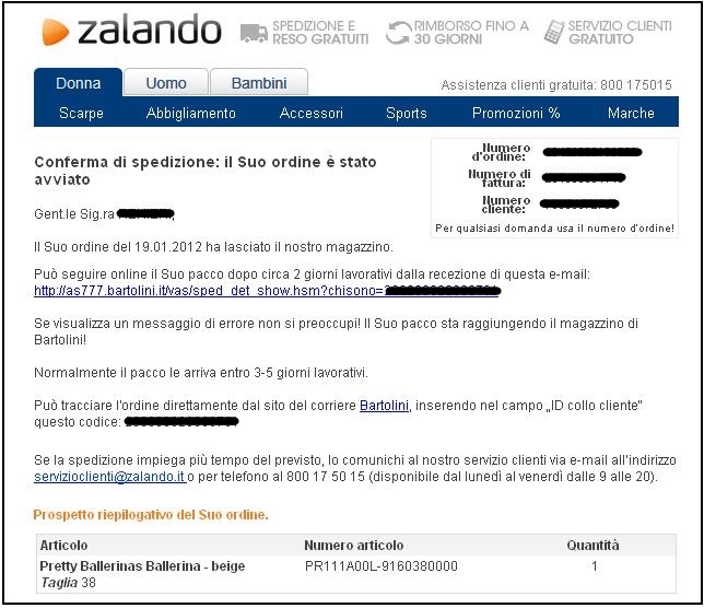 spedizione